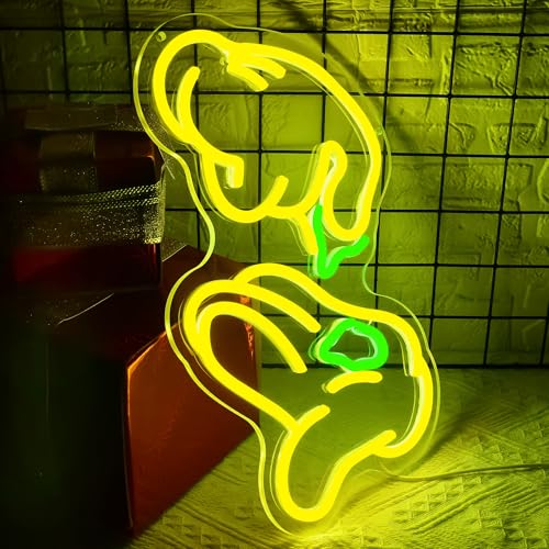 Image of Weed Neon Signs for Wall Decor Green Leaf Neon Light Hand Neon Light Sign Weed Wall Decor Dimmable LED Wall Art for Man Cave Bedroom Hotel Shop Bar Garage Decor Gifts for Men,Size 13.8 * 12.7in(P025)