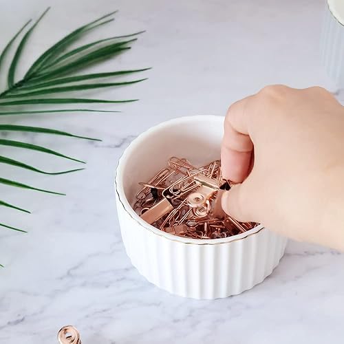 Miniatura 5 de CROWNOS Soporte de clip de papel para escritorio, soporte de clip de cerámica, organizador dispensador de clips de papel de escritorio de oficina,