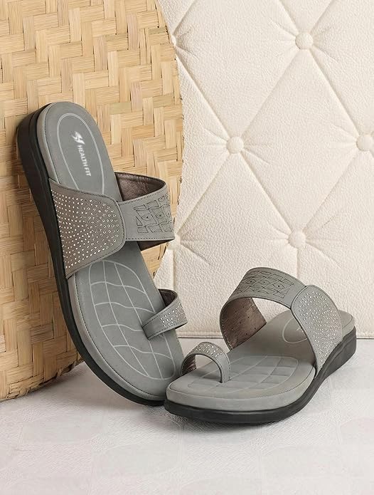 Image of HEALTH FIT EXTRA SOFT Women's Comfortable Memory Foam Doctor Slippers /Flip-Flops|Fashionable Casual & Stylish|Lightweight & Breathable|Outdoor Synthetic Casual Chappals Sandals Ladies & Girls HF24
