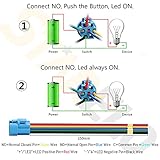STARELO 5pcs 19mm Momentary led Push Button Switch Sliver Shell, IP65 Waterproof Push Button Switch,1NO 1 NC with Wire Socket Plug,Self-resetting with LED(Blue). - Image 2
