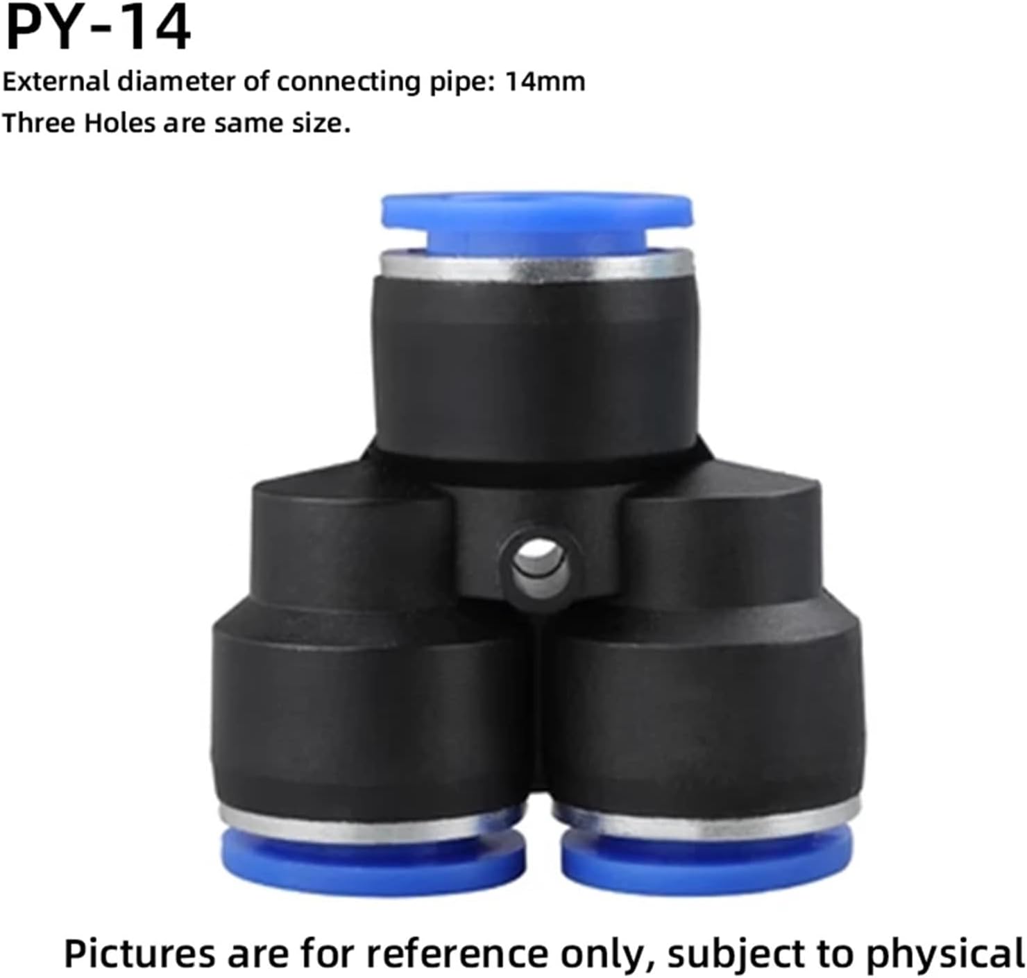 PY PW Pneumatic Fitting Three-way 4/6/8/10/12/14/16mm Pipe Quick Connector Variable Diameter Air Pump Accessories(PY-14,1pc)
