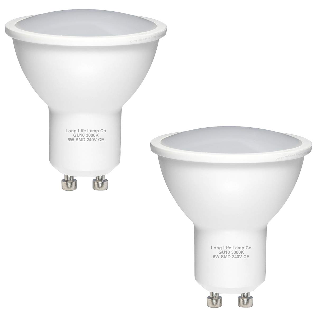 Long Life Lamp Company 2 Pack GU10 5W LED Beautiful Warm White Colour 50w Replacement