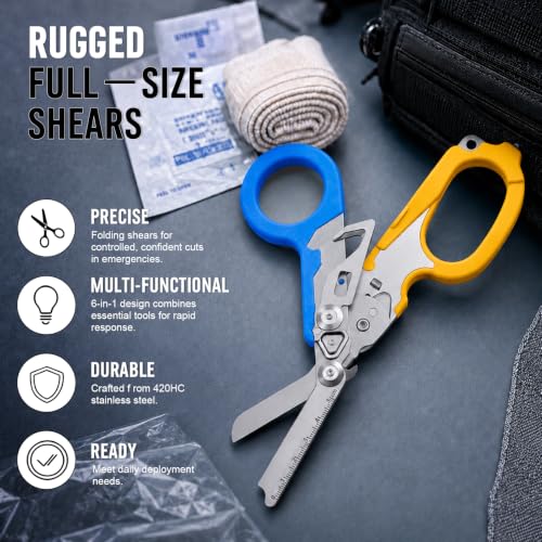 Image of 6-in-1 Heavy-Duty Emergency trauma shears|Folding Emergency Shears| | Multifunctional Life-Saving Tool|Suitable for Emergency Rescue|Outdoor Exploration|DIY Construction and Maintenance|