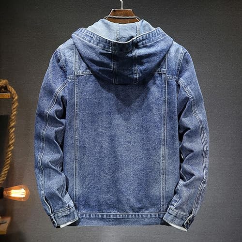 JEKE-DG Men's Distressed Denim Hoodie Jacket Casual Slim Fit Button Down Jeans Coat Long Sleeve Trucker Outwear2