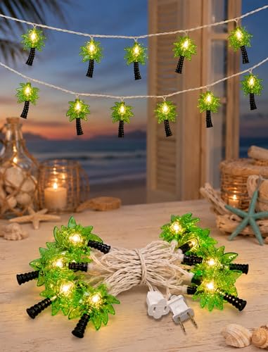 8.5Ft Palm Tree String Lights Outdoor, Waterproof Patio Palm Tree Lights String with 10 Mini...
