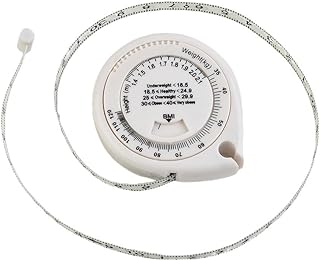 Einziehbares Körpermaßband mit BMI-Rechner, 0–150 cm, Fitness-Fortschrittswerkzeug für Taille, Hüfte, Brust, Diät und Gewichtsverlust, Band für sich selbst (weiß)