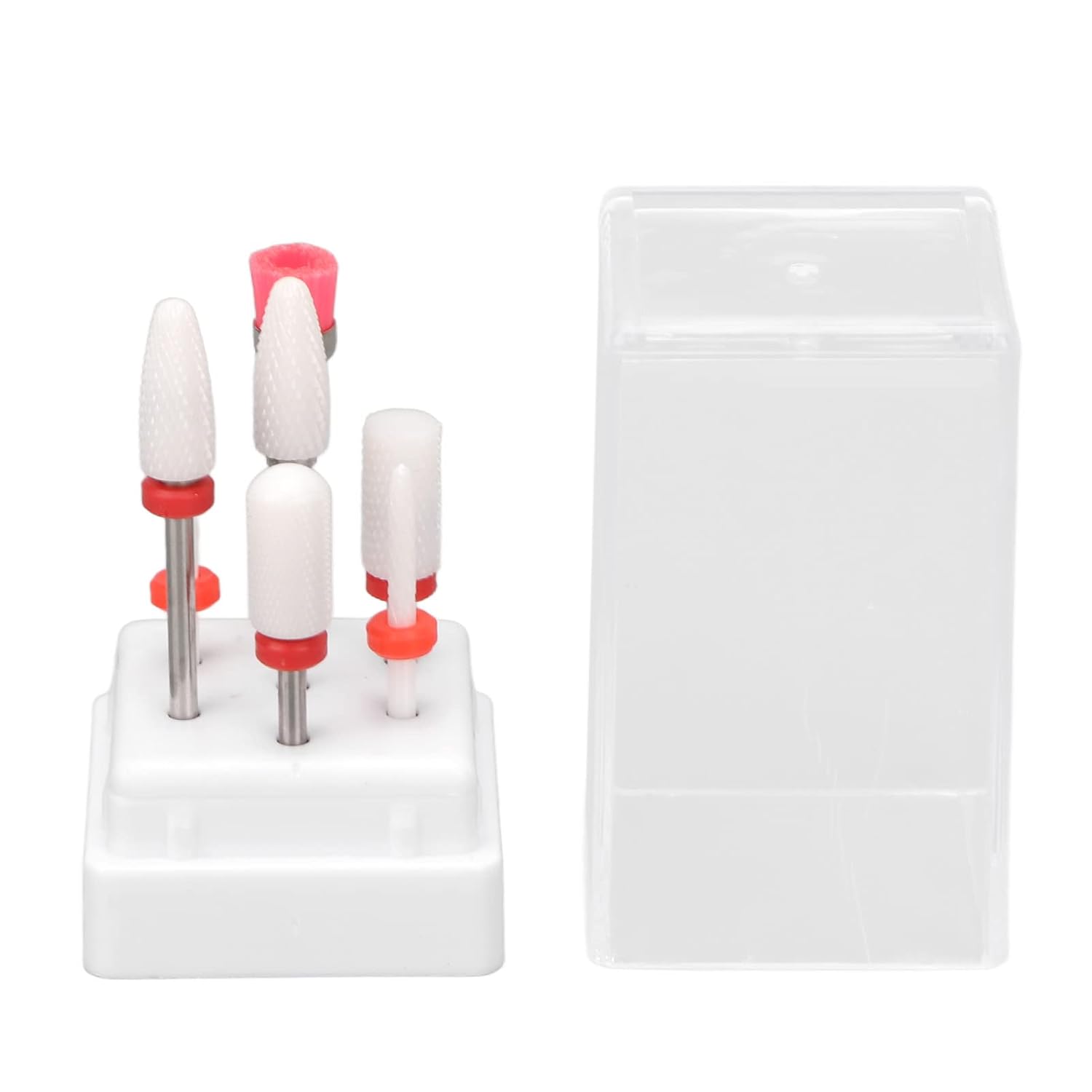 7Pcs Set Nail Drill Bits Set with Grinding Head Holder, Professional Ceramic Display Manicure Pedicure Bits, Acrylic Gel Nails Cuticle Manicure Pedicure