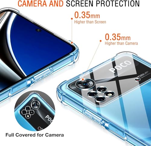 Image of Lustree Poco X4 Pro 5G Back Cover Transparent Case | Clear TPU Shockproof Case with Four Corner Protection & Raised Camera Guard | Slim Protective Cover for Xiaomi Poco X4 Pro 5G
