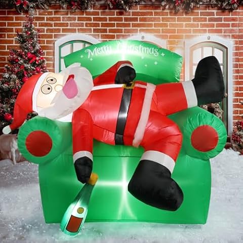 BLOOMWIN Christmas Inflatables Outdoor Decorations - 6Ft Christmas Santa Claus Inflatable with LED Lights, Christmas Blow Up Yard Decorations, Funny Christmas Blow Ups for Garden Lawn Xmas Noel Decor Cover