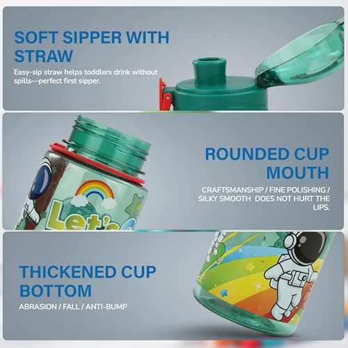 Image of BAYBEE Space 700ml Sipper Bottle for Kids, Anti-Spill Sippy Water Bottle- BPA Free |Sippy Cup, Baby Bottle Sippers | Sipper Water Bottle for Kids Infants & Toddlers 6 Months to 9 Years (Green)