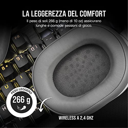HS55 WIRELESS Cuffia Gaming con Microfono - Wireless a Bassa latenza con Banda da 2,4 Ghz o Bluetooth, Audio Dolby® Surround Sound 7.1, Leggere, Microfono Omnidirezionale - Bianco - Cuffia gaming - Immagine 4