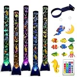 Sensory Bubble Tower Lamp with Wall Bracket: 4FT Color Changing LED Bubble Tube Light – Calming Sensory Lighting for Autism ADHD, Home Decor, Bedroom, Living Room, Meditation, Party Ambiance (Grey)