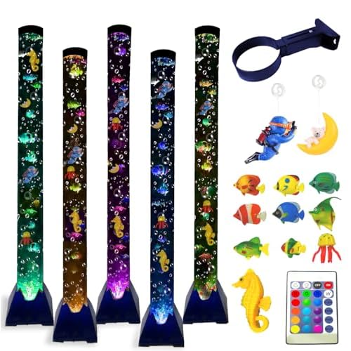 Sensory Bubble Tower Lamp with Wall Bracket: 4FT Color Changing LED Bubble Tube Light – Calming Sensory Lighting for Autism ADHD, Home Decor, Bedroom, Living Room, Meditation, Party Ambiance (Grey)