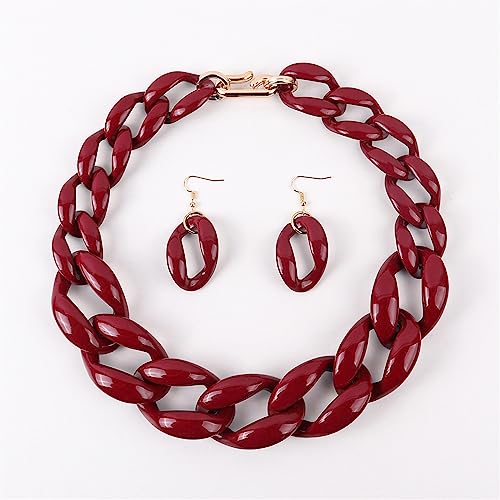 MUWIZ Collier ras du cou en acrylique pour femme - Chaîne à maillons en résine (taille : 50 cm,...