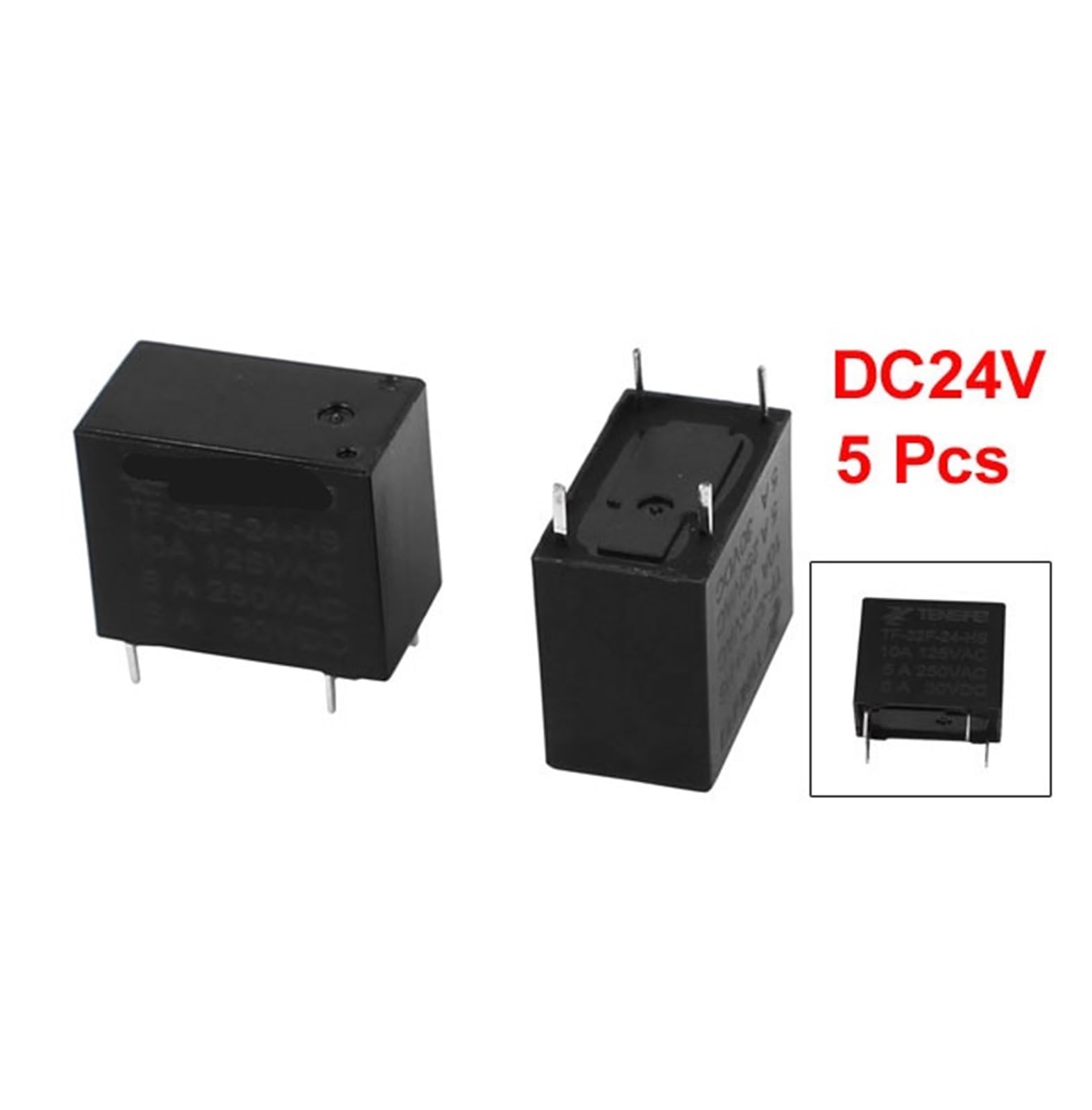 5-Pack DC24V 4-Terminal SPST NO Power Coil electromagnetic Relay