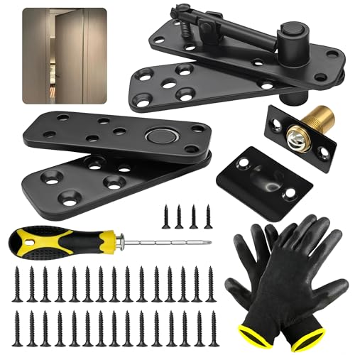KJE Hidden Door Hinge Heavy Duty 360 Rotation Door Pivot Hinge 570Lbs Load-Bearing Thickened Solid Stainless Steel for Secret Doors Bookcase Murphy & Shelf Doors - Includes Hardware Kit