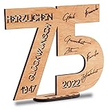 DARO Design - Holz-Schild Gästebuch - Geburtstag Jubiläum - Deko Zahlen 75 Jahre mit Jahreszahlen