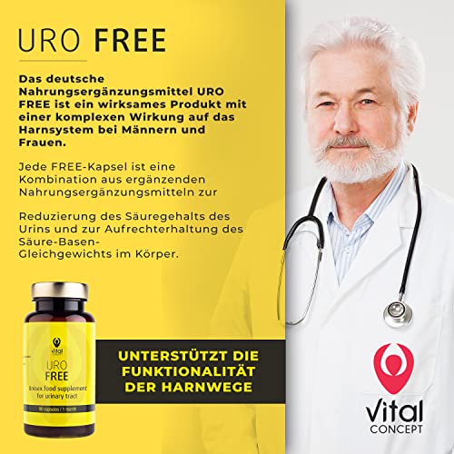 Vital Concept Free - Natural Urinal System Support. Urinary Tract Cleansing With Goldenrod, White Birch, Nettle Leaves, Cranberry Extracts. Effective Uti Infections Help. 90 Veggie Capsules, 30 Days #TOP3