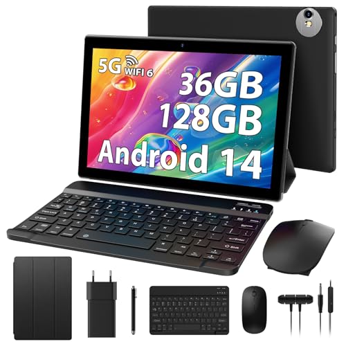 RUSHAR Newest Tablet 10 Pulgadas Android 14 con 5G WiFi 6,36GB RAM+128GB ROM (TF...