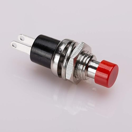 Miniatura 5 de Clyxgs Interruptor de botón momentáneo, SPST normal abierto sin interruptor de 2 pines mini micro 1A 250V AC tapa roja 30 PCS