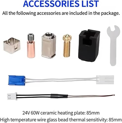 YUYUEMI Für Artillery Sidewinder X1 X2 Genius Upgrade Hotend Kit, mit Heizpatronen-Thermistor, Ganzmetall, Hals, Vulkandüse, Heizblock, Silikonsocken, Druckerzubehör