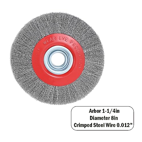 Image of 8in Bench Wire Wheel Brush for Bench Grinder Coarse Crimped Steel Wire 0.012 inch with 1 /2 inch 5 /8 inch 3 /4 inch 7 /8 inch 1 inch(5sets) Spacer Arbors - 1pack