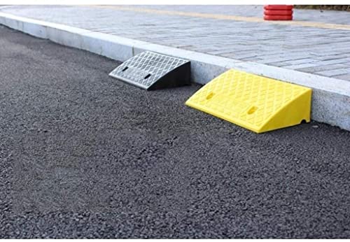 Rampas de umbral de plástico amarillo con cuña triangular para bicicletas y mascotas 2