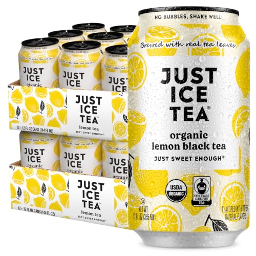 Just Ice Tea, Organic Lemon Black Iced Tea, 24-Pack (12oz Cans)