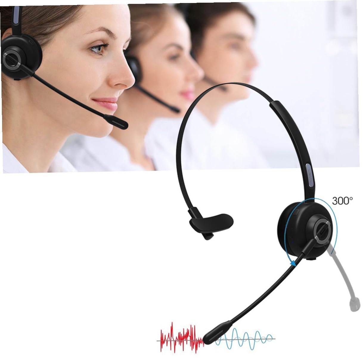 Gadpiparty Cuffie Auricolari Wireless 5.0 in Nero Abs Pu, Riduzione Rumore | Design Ergonomico, Microfono a Punto Singolo, per Ufficio e Tempo Libero
