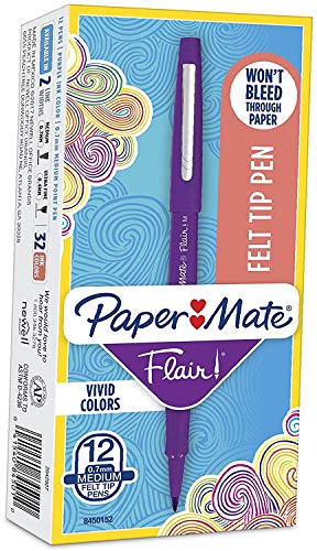 Paper Mate Flair feutre violet 0.7mm pointe moyenne écriture anti-bavure
