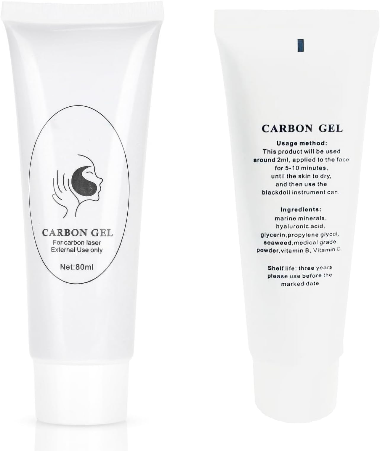 80ml Carbon Creme Gel, Peeling Facial Cream for Blackhead Removal & Skin Rejuvenation with Light Machine for Laser Skin Treatment & Deep Cleansing