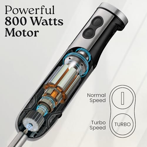 Zulay Kitchen Zulay 3-In-1 Immersion Blender Handheld - 800 Watt Hand Blender With 12 Speeds - Durable Stick Blender With Whisk thumb #4