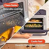 bella Air Fry Toaster Oven, 7 Preset Cooking Options, Dishwasher-Safe EverGood Coated Trays Included, 60-Minute Auto Shutoff w Audible Timer, Power Indicator Light, 1700 Watt, Plum
