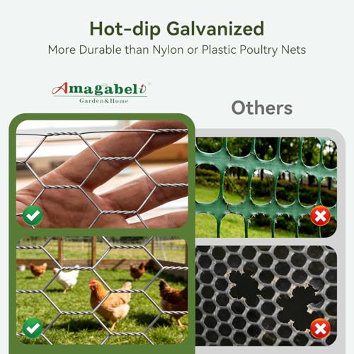 Chicken Wire 13.7 in x 236 in Poultry Wire Netting + 100 Ties Hexagonal Galvanized Mesh Garden Fence Barrier for Craft Projects Pet Rabbit Fencing - image 4