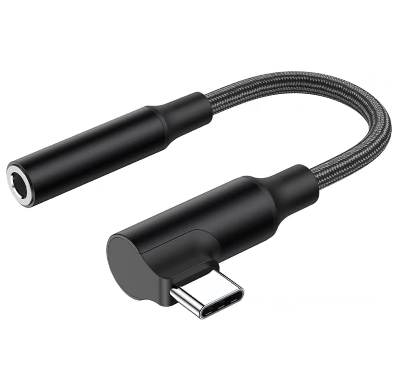 Snlrntin USB C to 3.5mm Audio Adapter Cable, [90°] Type C Aux Headphone Jack Stereo Mic Right Angle Cord Compatible with iPhone 16 15 Pro Max, MacBook