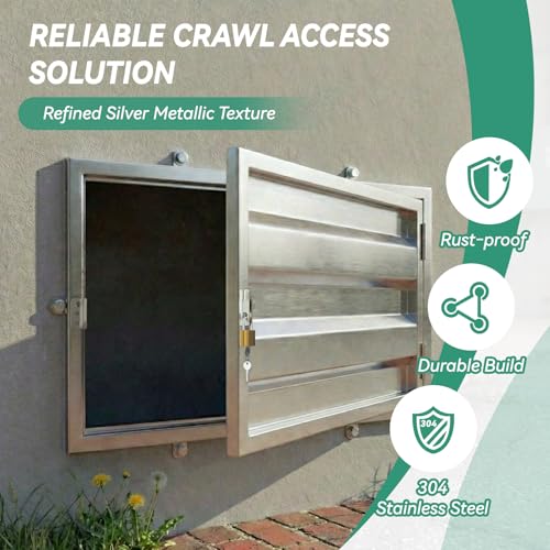 DRKSBesto 36" X 24" 306 Stainless Steel Crawl Space Door, Heavy Duty Stainless Steel Access Door with Lock and Key, Thickened Crawl Access Panel, Includes Installation Screws by DRKSBESTO - Image 4