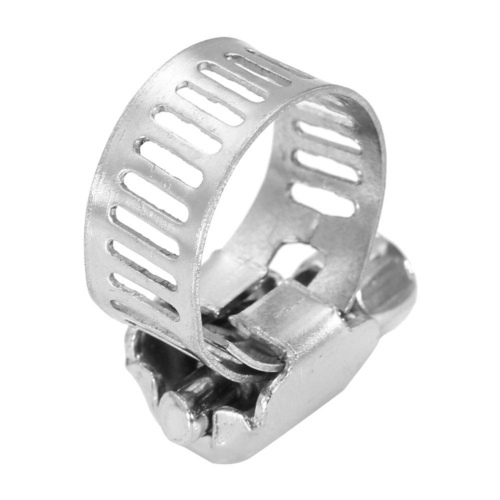 Hose Clamp, 50PCS Stainless Steel Tube Pipe Hose Clamps Fuel Line Worm Clip Fuel Line Worm Clip Worm Gear Clamps for Plumbing (10-16mm 50pcs)