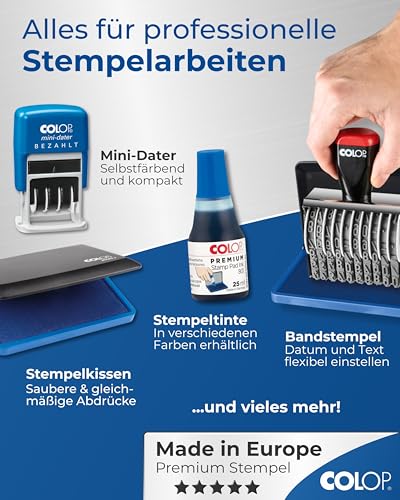 COLOP Premium Stempelfarbe 801 schwarz, auf Wasserbasis, dermatologisch getestet, 15,5 x 6,20 x 8,00 cm