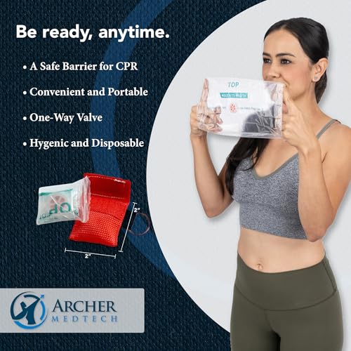 Image of CPR Face Shield for Pocket or Key Chain - Emergency Face Shield with One-Way Valve, Durable Keychain, Latex-Free Rescue Barrier for Adults, Children & Infants, First Aid & CPR 50-Pack