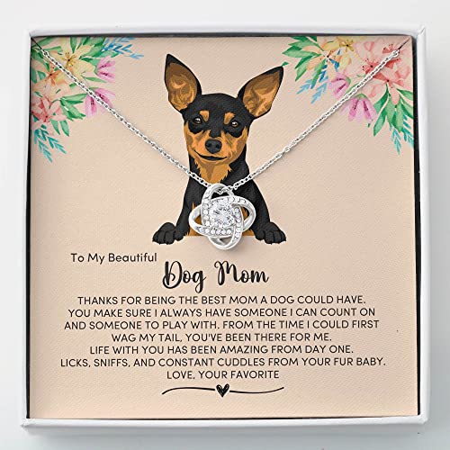 Miniature Pinscher Dog Mom Necklace Present, Jewelry Message Card for My Fur Mum, Miniature Pinscher Dog Owner Present, Pet Portrait Necklace