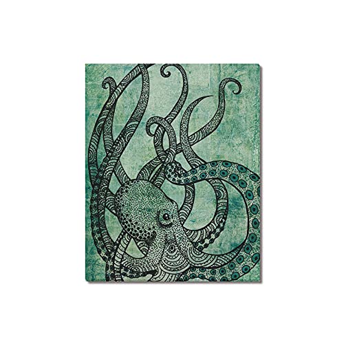 Custom Beautiful Modern Art Abstract Painting Octopus Canvas Print 16" X 20" Inch, Stretched And Framed Artwork Decor Wall Living Room Office Art Abstract Octopus Oil Paintings Picture Canvas Print Home Decor #TOP3