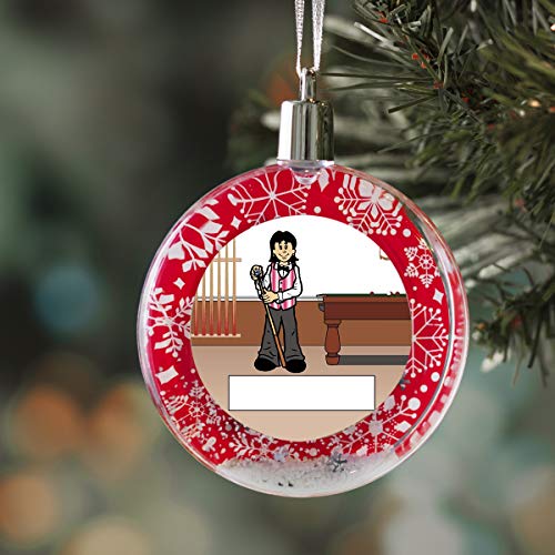 PrintedPerfection.com Personalized Name That Toon Pool Player, Billiards - Female Christmas Snow Globe Ornament