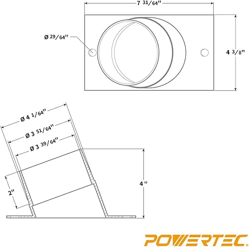Miniatura 5 de POWERTEC 70153V Puerto de polvo en ángulo, 4 pulgadas, 1 paquete (paquete de 2)