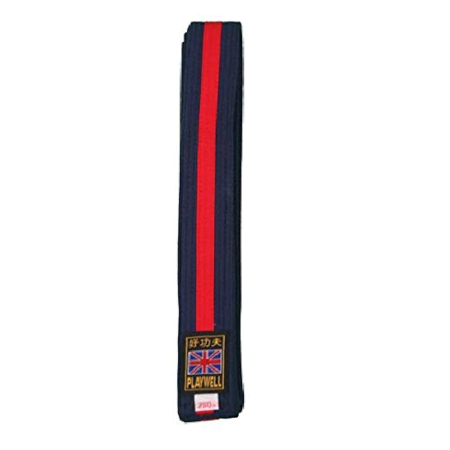Playwell Martial Arts 100% Cotton Tang Soo Do Midnight Blue Belt W/Red Stripe (360cm)