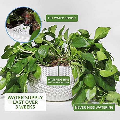 Dexceder 13.5 Inch Large Self Watering Hanging Planters Indoor Outdoor, Thickened Hanging Basket Flower Plant Pot With Water Level Indicator (White) #TOP3