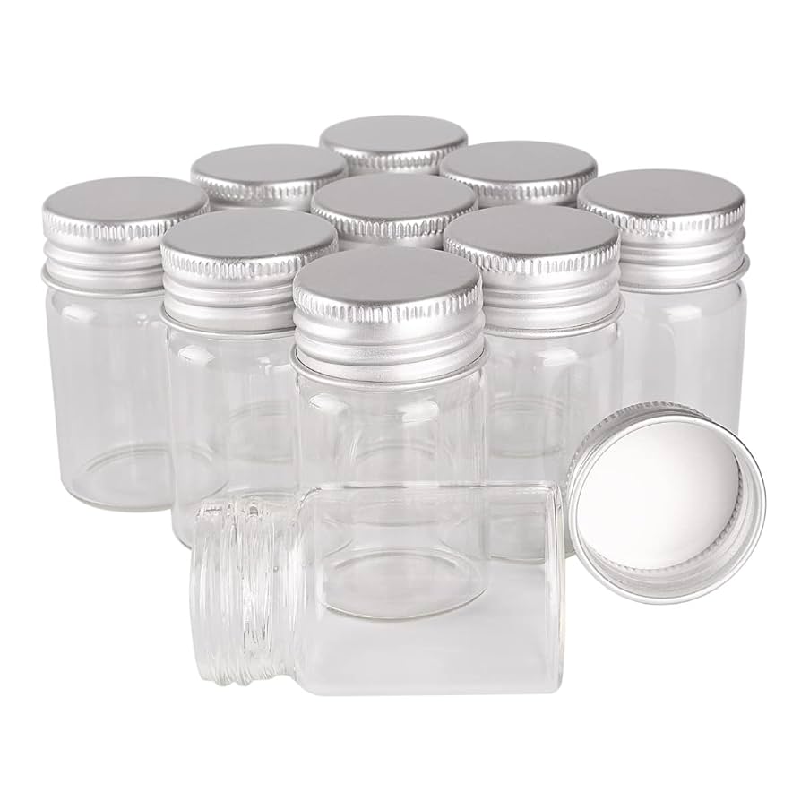 Amazon｜24個20ml-30x50mmアルミ蓋付きガラス瓶、旅行の必需品
