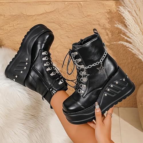 Image of Ulalaza Women Mary Jane Dress Pumps Lolita Shoes Cute Platform Gothic Double Ankle Strap Round Toe Chunky Heel Uniform Pumps Shoes Perfect for School Party Business Work Dance Date Night Club