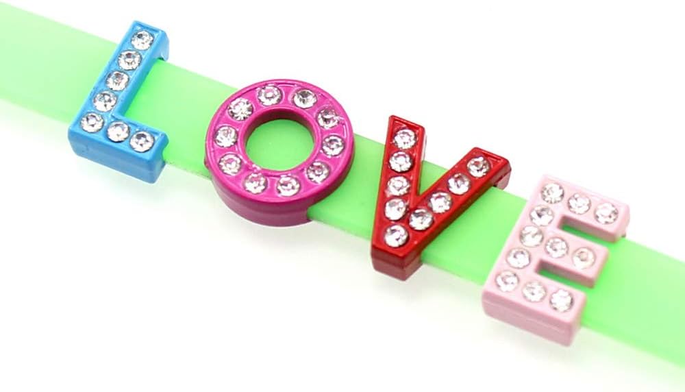 130pcs A-Z Mixed Colors Full Rhinestones 8mm Slide Alphabet Letters for 8mm Slide Wristbands/Bracelets,Jewelry Making Charms