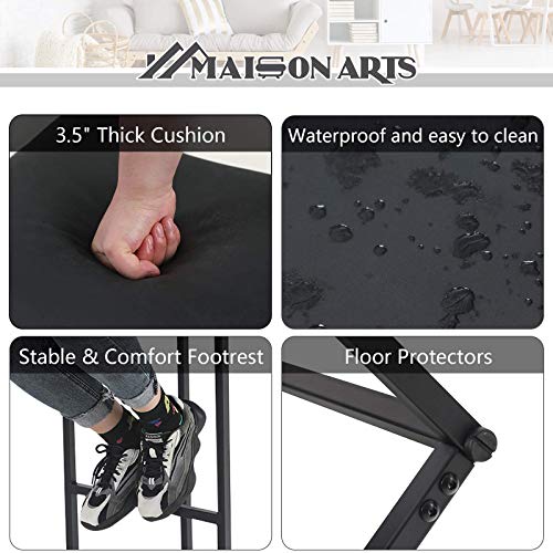 Maison Arts Black Counter Height 24" Bar Stool For Kitchen Counter Backless Modern Square Barstool Upholstered Faux Leather Stool Farmhouse Island Chair, Support 330 Lbs,(24 Inch,Black), 1Pc #TOP4