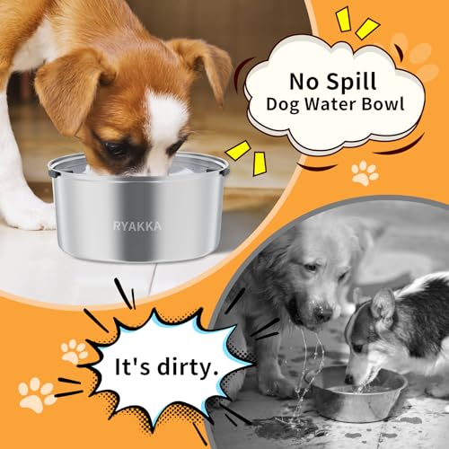 3l101ozsplashproofdogwaterbowlstainlesssteelnospilldogbowlsslowdrinkingdogwaterbowl Urban Country Home Decor 3l 101oz splash proof dog water bowl stainless steel no spill dog bowls slow drinking dog water bowl urban country home decor